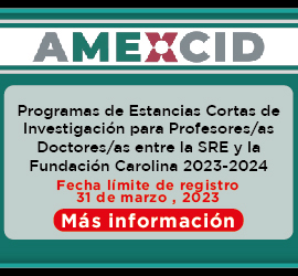 Programas de Estancias Cortas de Investigación para Profesores/as Doctores/as entre la SRE y la Fundación Carolina 2023-2024